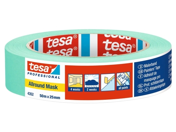 Tesa Professional 4352, Vanlig Maskeringstape, Papir, Grønn, Metall, Plast, Gummi, Tre, Universal, Universal