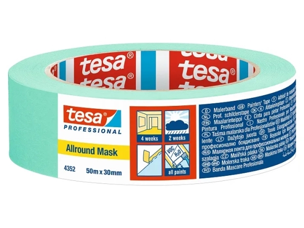 Tesa Professional 4352, Vanlig Maskeringstape, Papir, Grønn, Metall, Plast, Gummi, Tre, Universal, Universal
