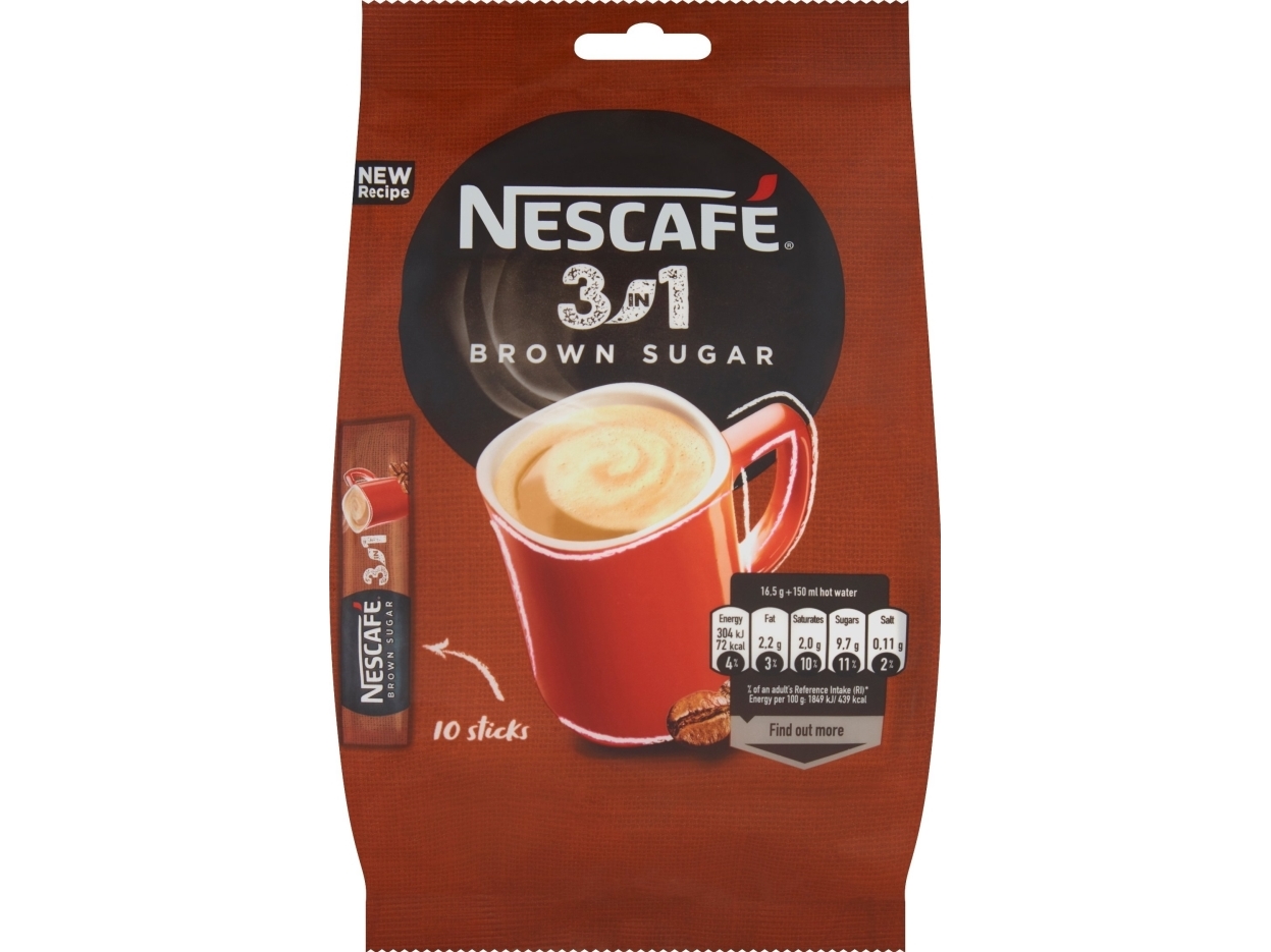 Nestle Nescafé 3In1 Brown Sugar Opløselig Kaffe 165 G (10 X 16,5 G)