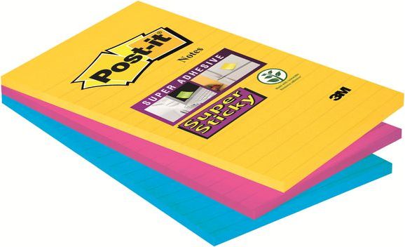 Post-It 7100234250, Quadratisch, Blau, Pink, Gelb, Papier, 101 Mm, 152 Mm, 90 Blätter