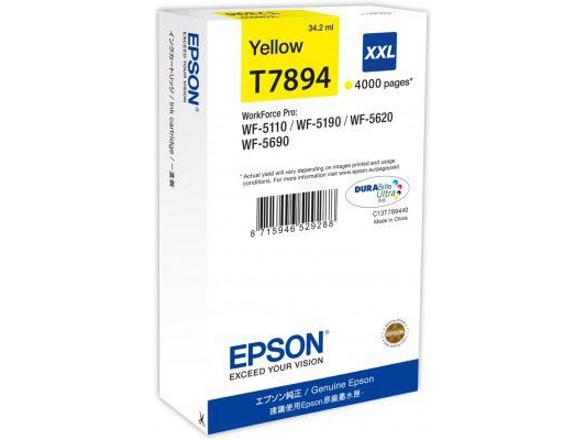 Epson T7894 Xxl Blækpatron, Gul