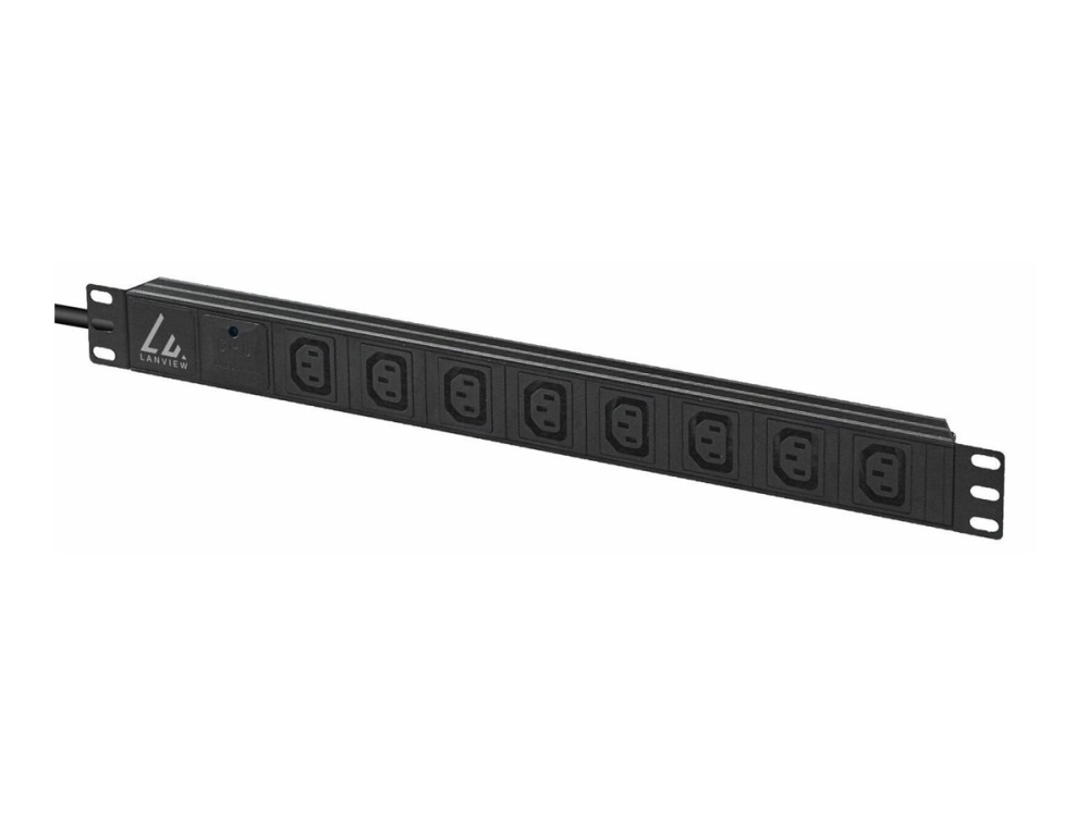 Lanview Lvr-2Mc14-Spd-C13x8, Standard, 1U, Einphasig, Horizontal, Aluminium, Schwarz