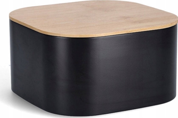 Brødkasse Zeller metal med bambuslåg, 26,5 cm