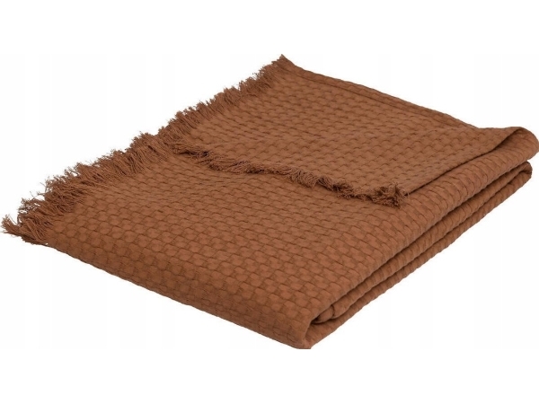 Atmosphera Sengetæppe i bomuld med kvast WIDDY, 130 x 180 cm