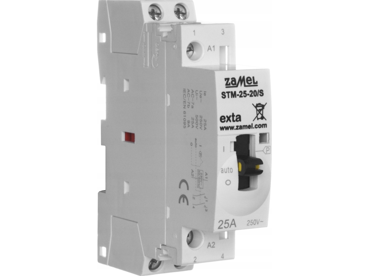 Zamel Modularer Schütz/Schaltkontakt Mit Handsteuerung, Installationsausführung 25A, 2Xno, 230V Ac, Typ Stm-25-20/S Ext10000287