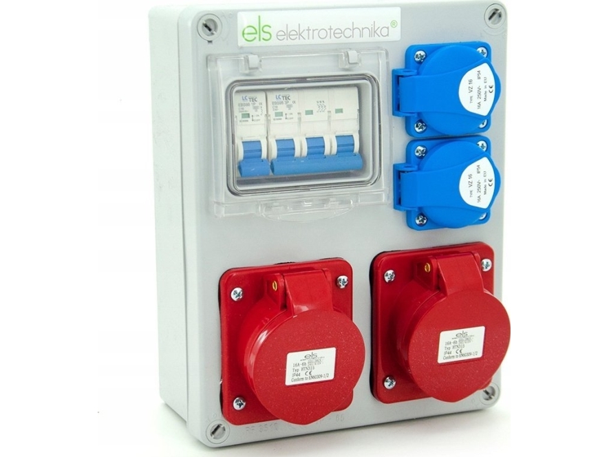 Elz Elektroteknik Byggeskab Mikolajki 2×16A/4 + 2×Gs + Sikringer, Vægmonteret, 4No21b21b0/4