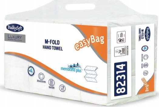 Bulky Soft Falthandtücher Luxury M-Fold 3-Lag Zellulose Weiß (21X120)