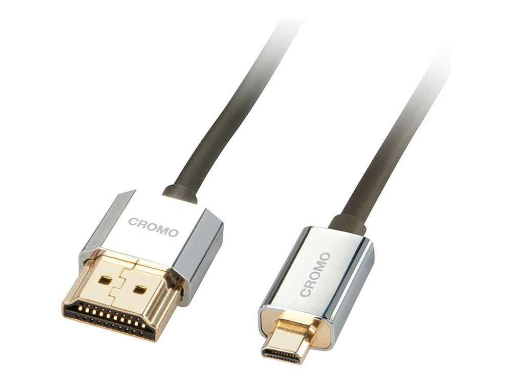 Lindy CROMO Slim High Speed HDMI to micro HDMI Cable with Ethernet - HDMI-kabel med Ethernet - 19 pin micro HDMI Type D han til HDMI han - 50 cm - afskærmet