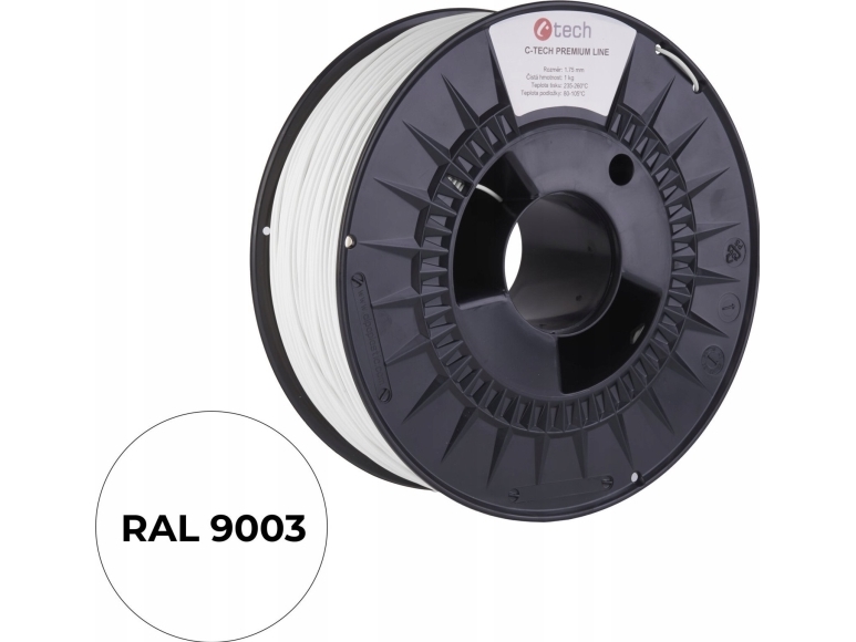 Printing Filament C-Tech Premium Line, Asa, Traffic White, Ral9003, 1.75Mm, 1Kg