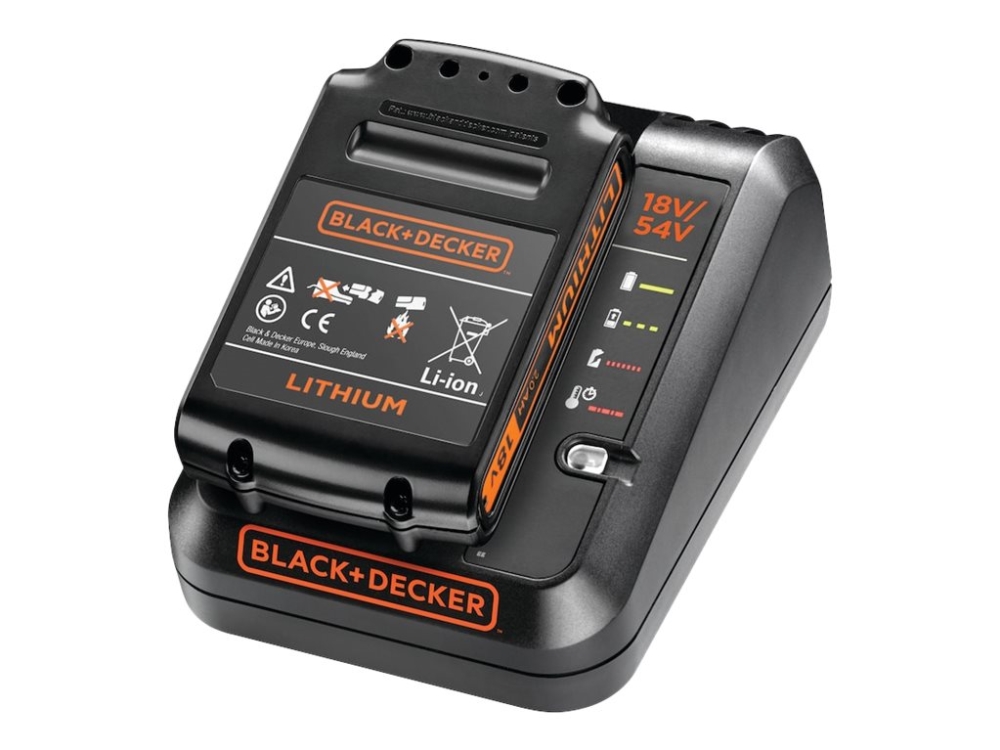 Black & Decker - Batterioplader + batteri - Li-Ion - 2 Ah - 1 x batterier lader op - 2 A - for BLACK+DECKER BCD003, BCD900, BCG720, BDCCS18, BDCDC18, BDCDS18, BDCJS18, BDCR18, BDCROS18