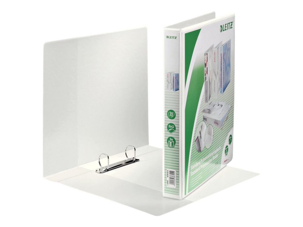 Leitz 42790001, A4, D-ring, Oppbevaring, Polypropylen (PP), Hvit, 250 ark
