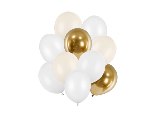 PartyDeco ZBL3, Legetøjsballon, Latex, Beige, Guld, Hvid, Billede, Fødselsdag, Universel