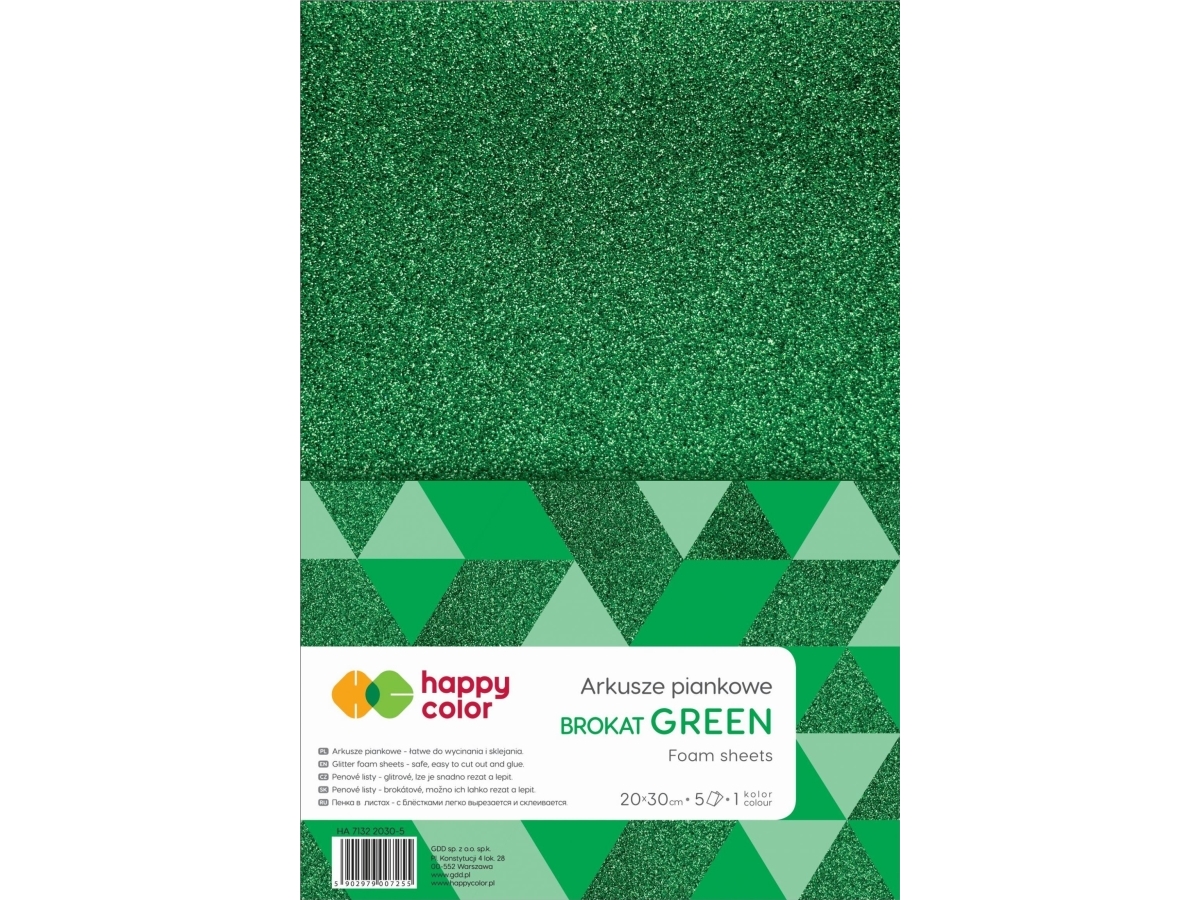 Happy Color Pianka Brokatowa 20X30 Cm 5 Ark Zielony