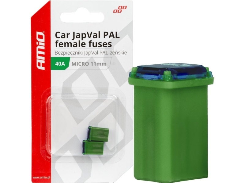 AMiO bilsikringer japval rund ben 40A, 2 stk – AMIO-03461