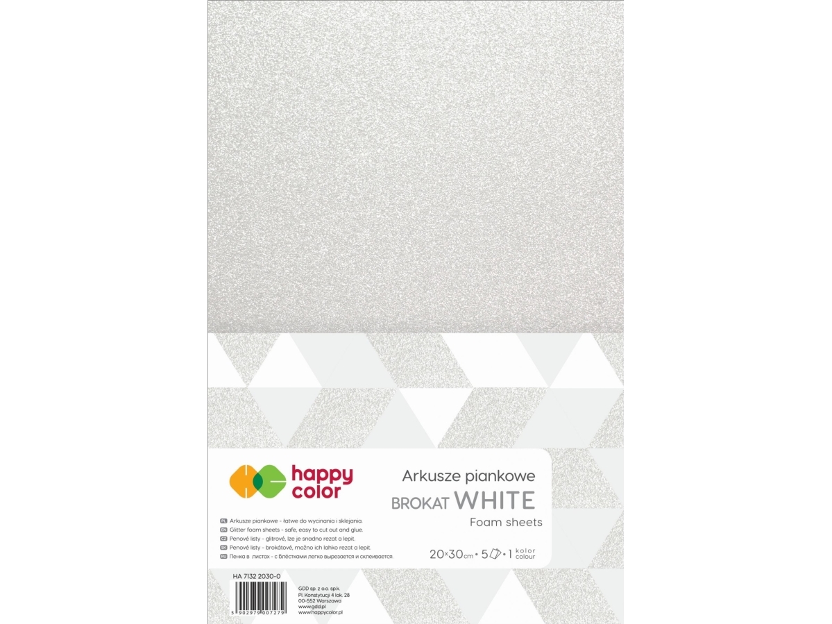 A4 White Glitter Foam Sheets 5Pcs Happy Color