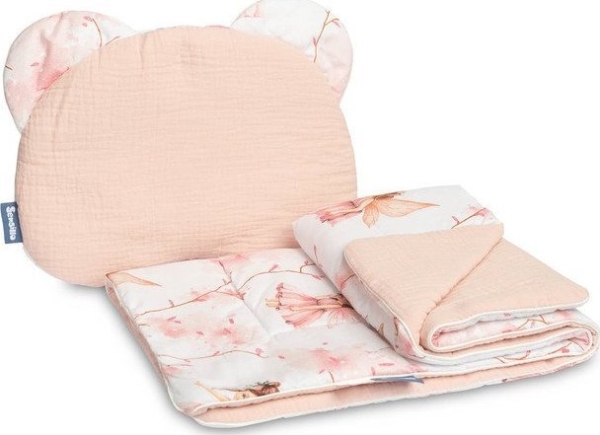 Sensillo komplet muslin til barnevogn - vugger (wrózki) lyserød