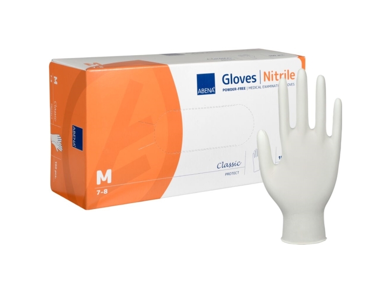 Undersøgelseshandske, Abena Classic Protect, M, Hvid, Nitril