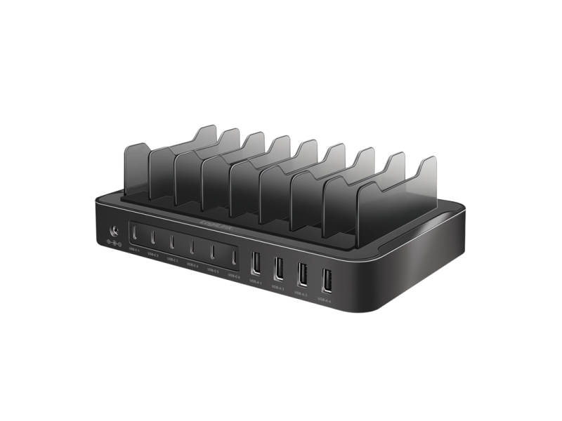 LogiLink USB Table Charger, 10 Port, 4x USB-A & 6x USB-C, 120W, PD, QC3.0, black | EL Artiklar - Batteri - Batteriladdare | GameStuff