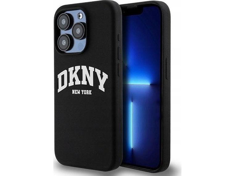 Etui Dkny Liquid Silicone White Printed Logo Magsafe Na Iphone 14 Pro - Sort