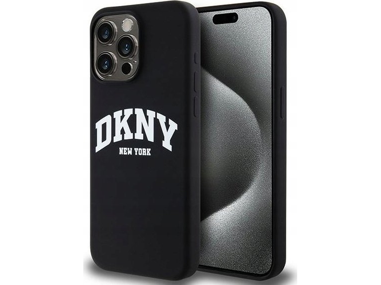 Etui Dkny Liquid Silicone White Printed Logo Magsafe Na Iphone 14 Pro Max - Sort