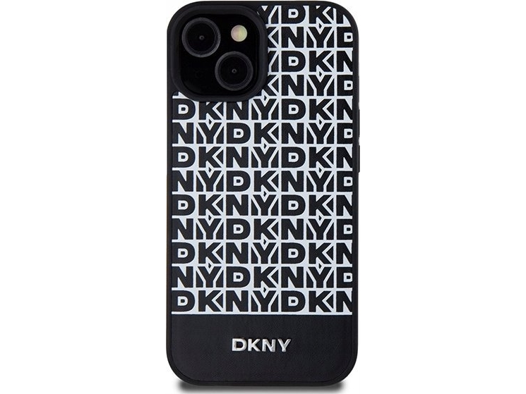 Dkny Dkhmp15spsospk Iphone 15/14/13 6,1" Schwarzes Hardcase Leder-Print Muster Metall-Logo Magsafe
