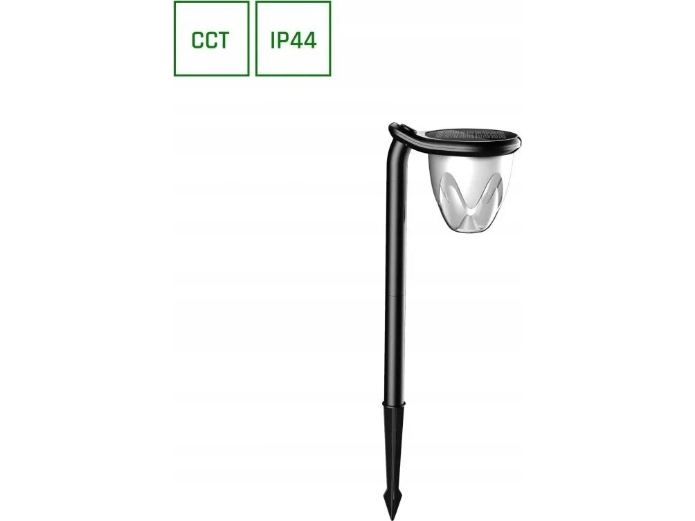 1W Solara Brilo solcelle LED lampe, 3-i-1 - 3.7V, 100lm, CCT, bordlampe, væglampe og spyd, IP44, sort - Dæmpbar : Ikke dæmpbar
