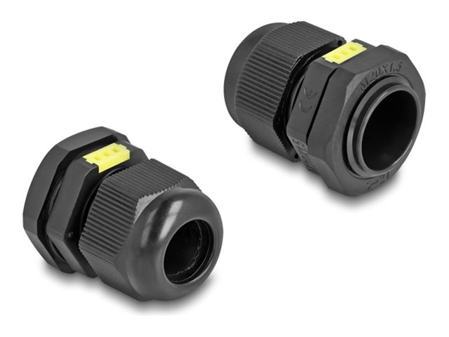 Delock - Kabel Pakmøtrik - M20, Med Ventilation, Ip68 Støv- Og Vandtæt - Sort, Ral 9005 (Pakke Med 2)