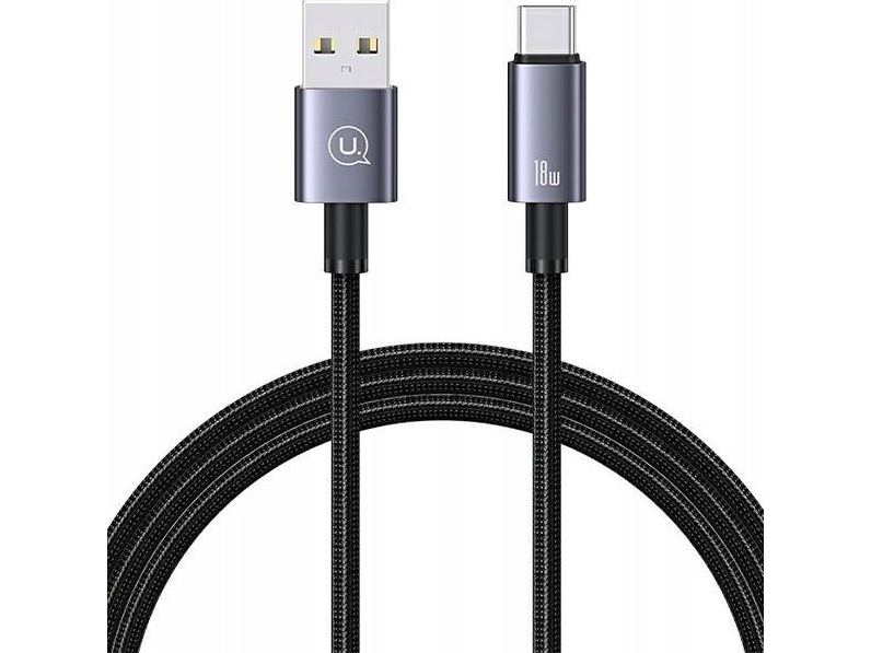 Usams Usb Zu Usb-C 3A 1.2M Schnellladekabel Stahl/Dunkel Sj663usb01 (Us-Sj663)