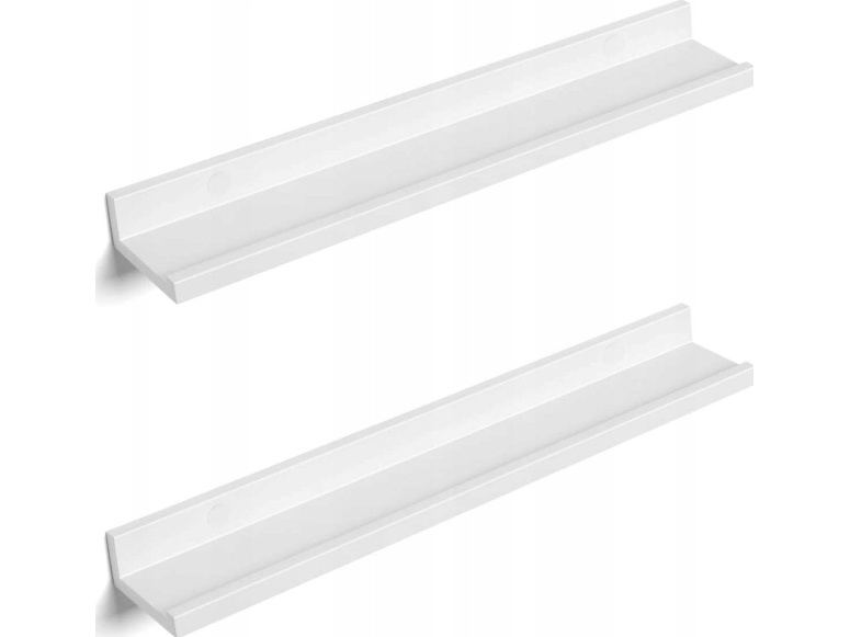 Songmics flydende hylder m. sæt 2 stk. LEADGE skydeliste med højglans finish 60 x 10 cm til billeder og bøger stue, ko