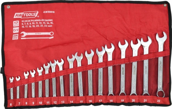 Awtools Flach-/Ring-Schlüsselsatz 17-Tlg. 6Mm-22Mm