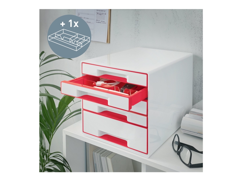 Leitz WOW CUBE - Lådskåp - 5 lådor - för A4 Plus - röd | Möbler - Förvaringsmöbler - Hängmappssystem | GameStuff