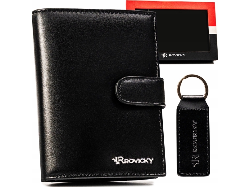 Rovicky elegant herrepung i læder med nøglering