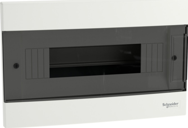 Schneider indbygningsfordeler 1x12 Easy9 EU EZ9EU-1-12-PT-T (IP40 IK07) hvid dør gennemsigtig