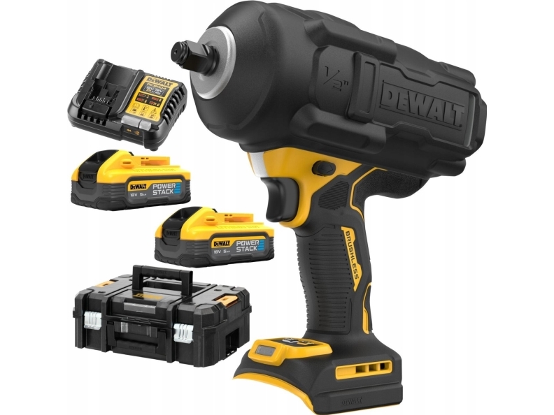 Akku-Schlagschrauber 1/2", 1626 Nm Mit Gummiabdeckung 18V Li-Lon 2X5.0Ah Powerstack Dewalt [Dcf961h2g-Qw]