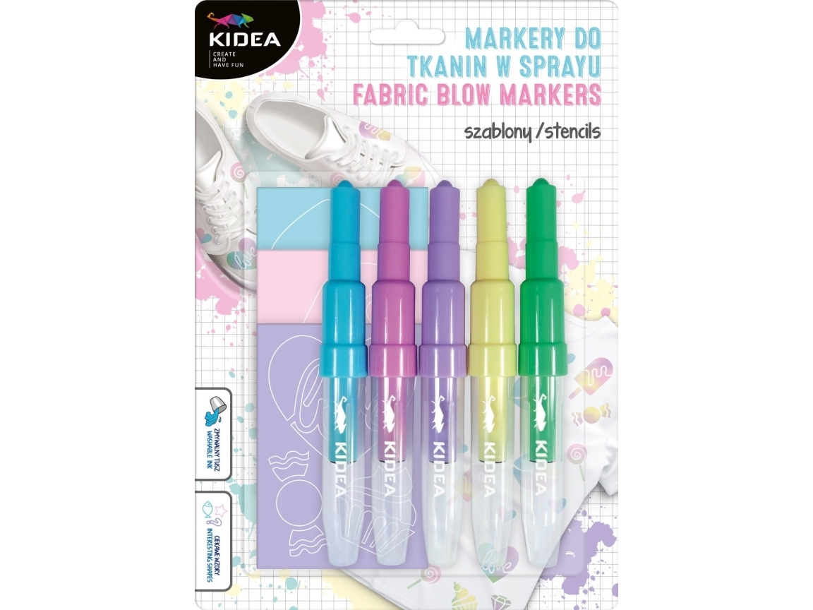 Sweet Love stofspray markers med skabeloner 5 stk. I KIDEA