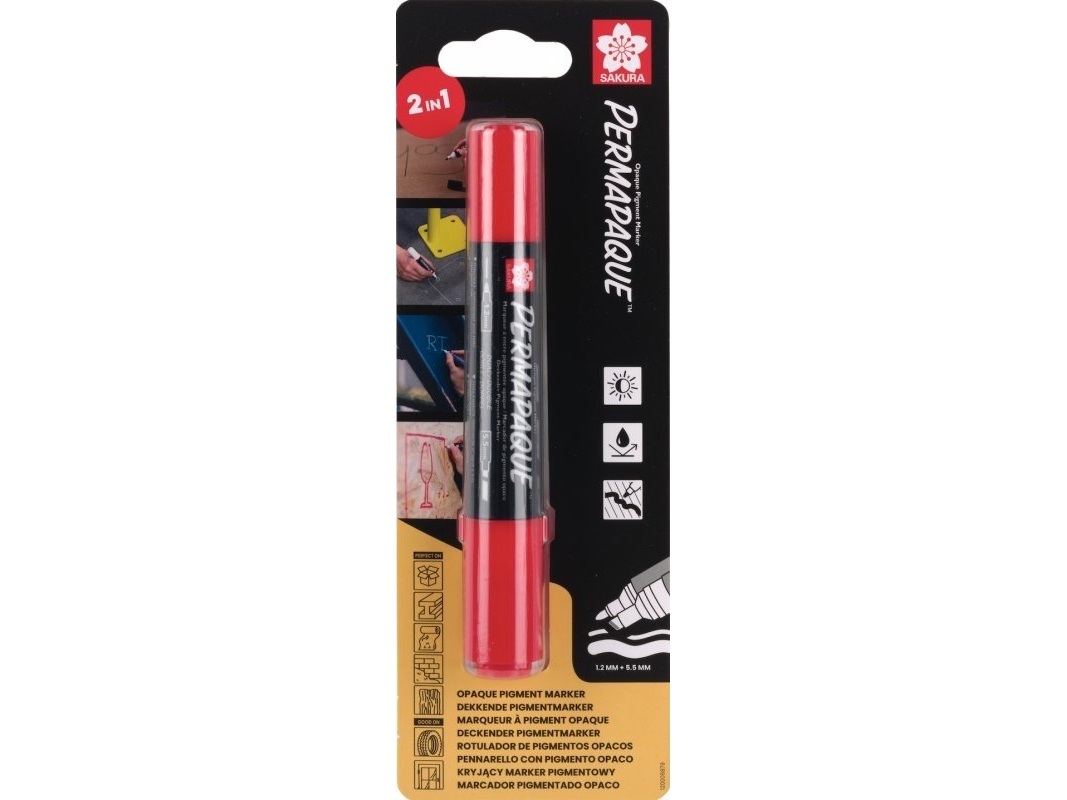 Sakura Permapaque Marker Dual Point Rød, Sakura