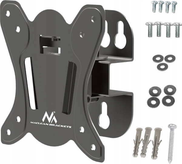 Maclean Mc-415 Tv Monitor Wandhalterung 13"-32" 30Kg Neigen Drehen Max Vesa 100X100 30Kg Schwarz Schlank Universal Pulverbeschichtet