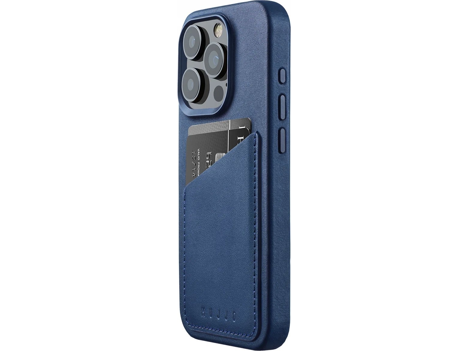 Mujjo Iphone 15 Pro Wallet Leather Case - Monaco Blue