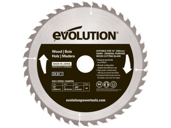Evolution Widia Kreissägeblatt Für Holzschnitt 255X25mm 40Z (Evo-255-40-D)
