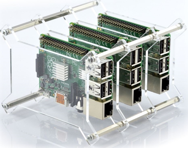 Gravlaser-kasse til Raspberry Pi 4B/3B+/3B/2B, x3, åben