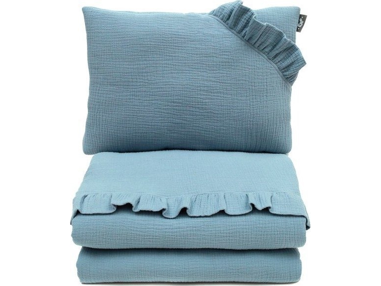 PULP BAMBOO Muslin-sengetøj 80x100 cm Blå