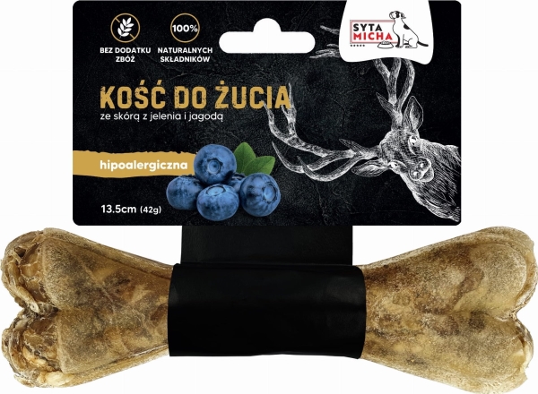 Syta Micha Knochen Mit Hirschleder Und Beeren - Hundeleckerli - 13,5 Cm