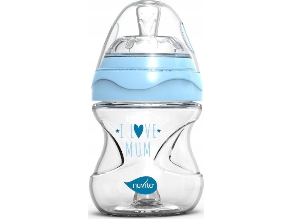 Nuvita Nuvita, blå antikolikflaske af glas, 140 ml