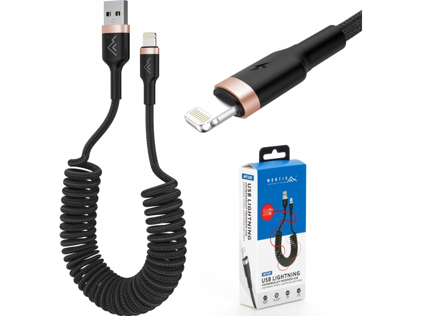 Montis Kabel Usb Typ A - Usb Lightning 1,5 M (Spiralförmig) Mt129