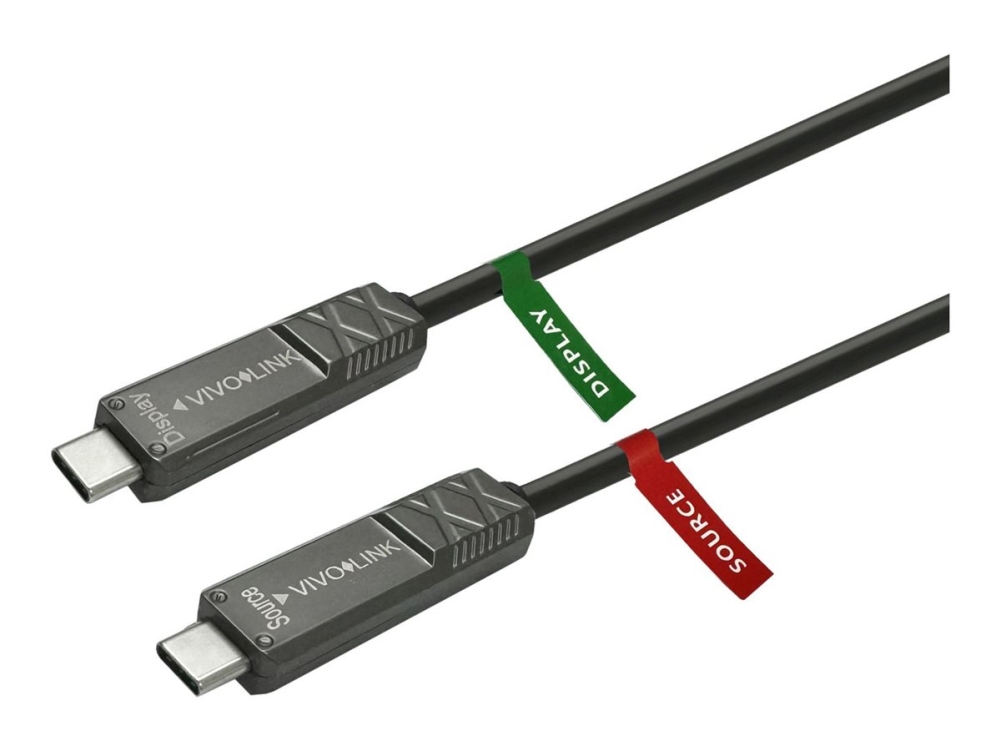 Vivolink Usb Kabel 24 Pin Usb C Han Til 24 Pin Usb C Han Usb 3.2 Gen 2 / Displayport 1.4 5 20 V 15 M Sort