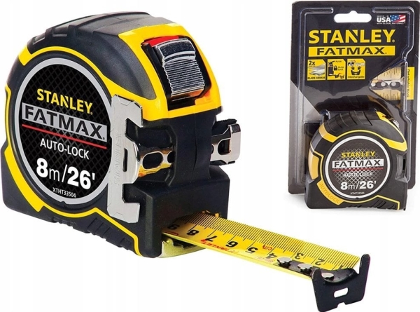 STANLEY målebånd, udtrækkeligt 8 m/26' x 32 mm FATMAX AUTOLOCK