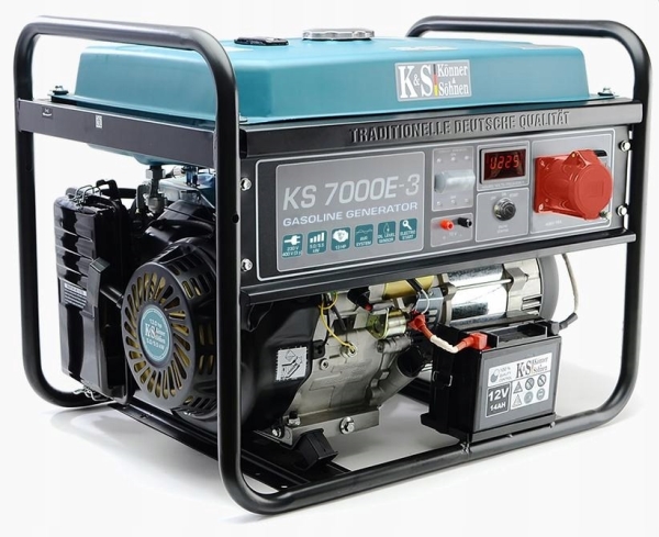 Generator benzin 3-faset KÖNNER & SÖHNEN KS 7000E-3 5.000 W, 25 l - sort/teal