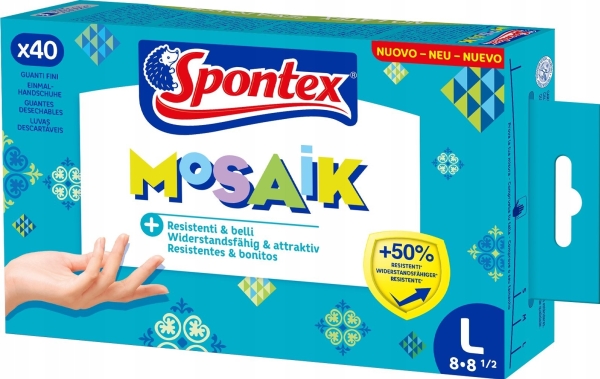 Spontex Engangshandsker Mosaic 40-Pakke Størrelse 8