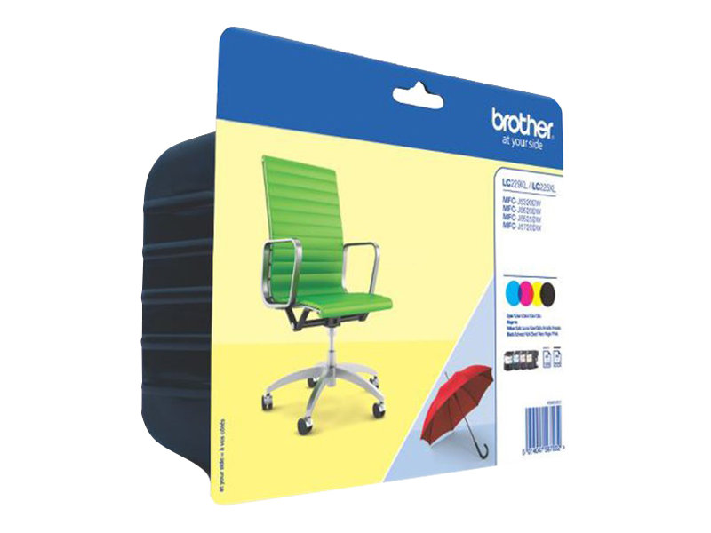 Brother Lc229xlvalbp - 4 Pakker - Sort, Gul, Cyan, Magenta - Original - Blister - Blækpatron - For Brother Mfc-J5320dw, Mfc-J5625dw