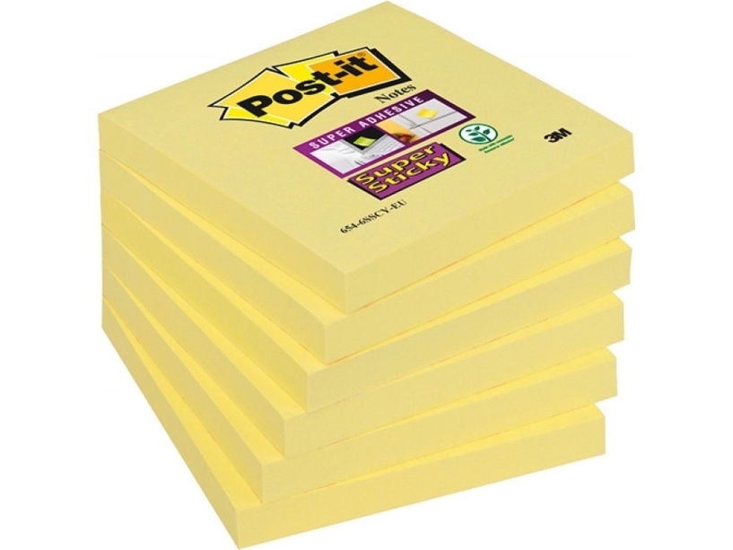 Sticky notes, Post-it Super Sticky Notes, BxL: 76 x 76 mm, gul, pakke med 12 stk billede